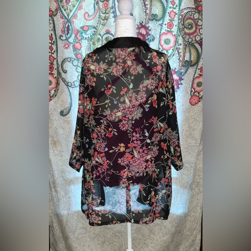 Mudd Black Floral Sheer Cover Up Whimsygoth Rave